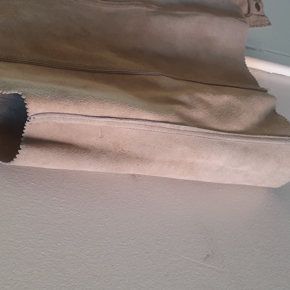 Coachella Hippie Vtg Tan Suede Vest Gold hoops Boho Unisex - Picture 11 of 15